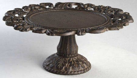 Cream Metal Stand for Cheese Dome W/Glass Lid