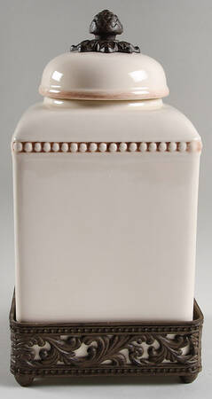 Cream Medium Canister with Metal Base