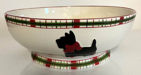 Scottie Plaid 12" Large Salad Serving Bowl