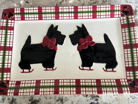 Scottie Plaid 14" Figural Platter