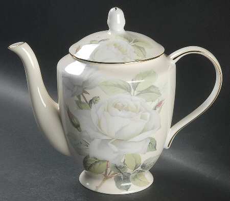 Iceberg White Rose Tea/Coffee Pot & Lid