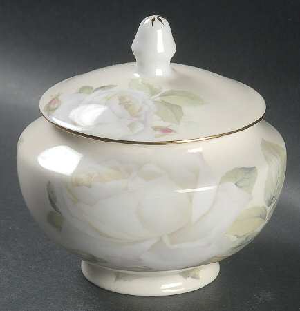 Iceberg White Rose Sugar Bowl & Lid