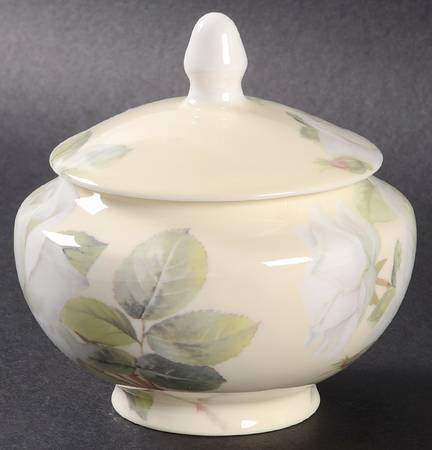 Iceberg White Rose Sugar Bowl & Lid
