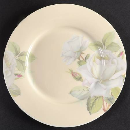 Iceberg White Rose Salad/Dessert Plate by Gracie Bone China