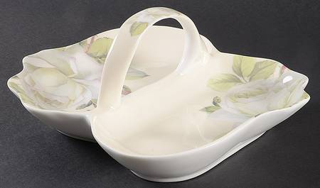 Iceberg White Rose Handled Divided Server