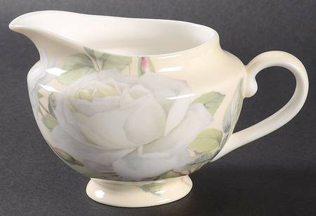 Iceberg White Rose Creamer by Gracie Bone China