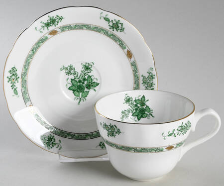 Green Gracie Flat Cup & Saucer Set