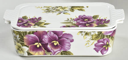Pansy Rectangular Baker & Lid