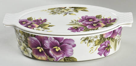 Pansy Oval Baker with Lid