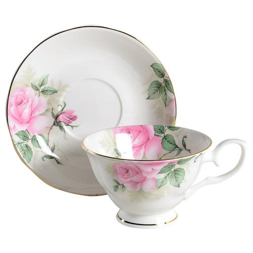 Rose Bouquet Footed Cup & Saucer Set