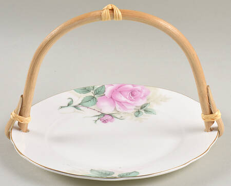 Rose Bouquet 5 3/8"-5 5/8" Bamboo Handled Serving Plate  HC