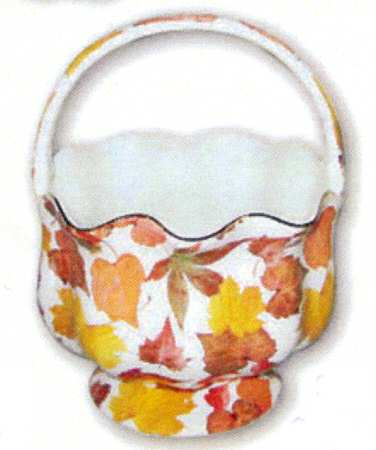 Chintz Leaves 6" Handled Basket