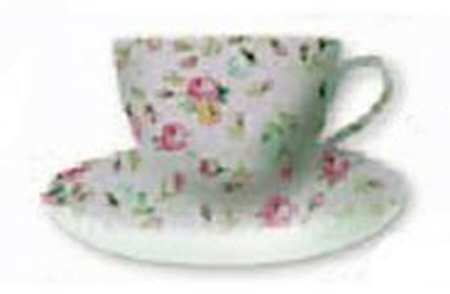 Chintz Pink Flat Cup & Saucer Set