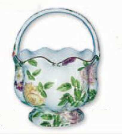 Chintz White 6" Handled Basket