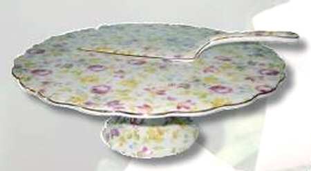 Tea Rose Footed Cake Plate