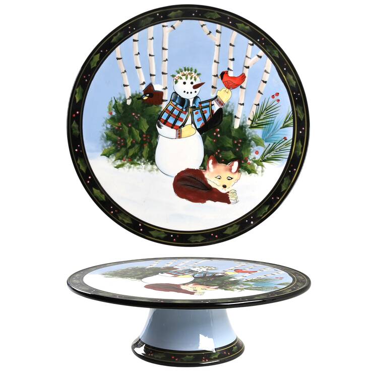 Woodland Friends 12" Diameter Pedestal Cake Stand