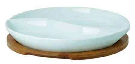 Bamboo Party Round Divided Server with Wood Stand