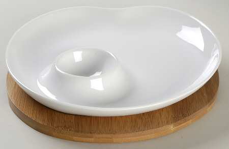 Bamboo Party 1 Piece Chip/Dip with Wood Stand