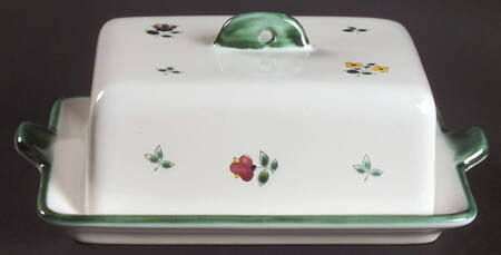 Scattered Blooms Accessories Green Rectangular Covered Butter