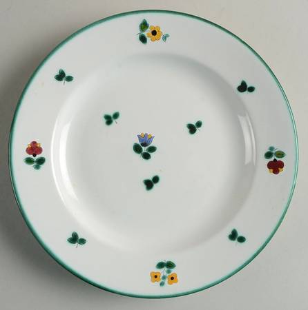 Scattered Blooms Green (Rim, Smooth) Salad Plate
