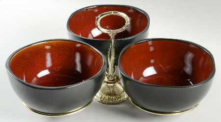 Soho Lounge Red 7" x 12" 3-Part Relish & Metal Stand (CERC) HC