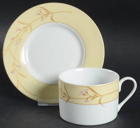 Golden Blossom Flat Cup & Saucer Set