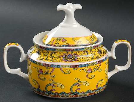Yellow Dynasty Sugar Bowl & Lid