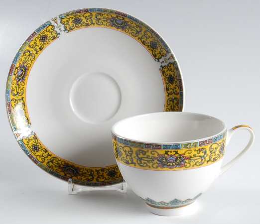 Yellow Dynasty Footed Cup & Saucer Set