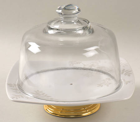 Zenses 6 1/2"-7 1/2" Footed Cheese Plate w/ Glass Dome HC