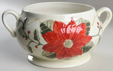 Poinsettia Happy Holidays Tureen No Lid