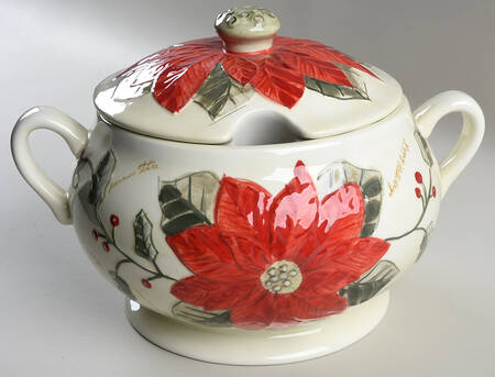Poinsettia Happy Holidays Tureen &  Lid