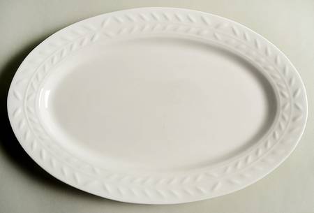 White Laurel 12" Oval Serving Platter