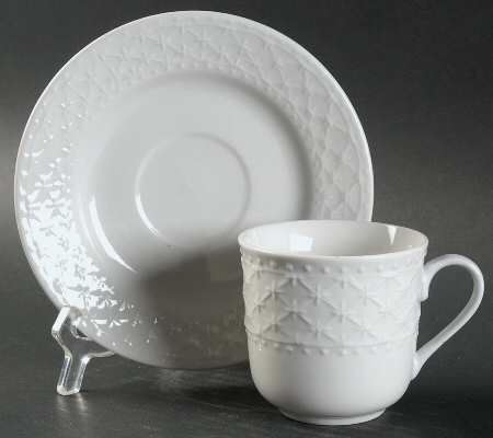 Royal Quilt Ivory Flat Cup & Saucer Set