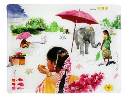 Route des Indes 18" Acrylic Rectangular Tray
