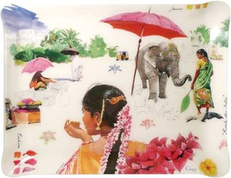 Route des Indes 19" Acrylic Rectangular Tray