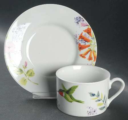 Garden Bird Flat Cup & Saucer Set