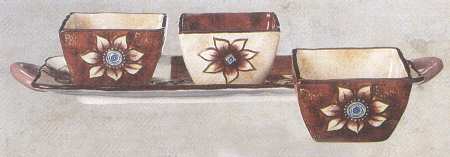 Flower Gallery Dip Bowl Set-3 Bowls (2 DIBM1&1 DIBM2) & Tray