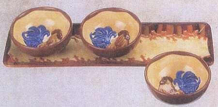 Gallo Toscano Condiment Set-3 Open Bowls & Tray