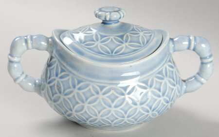 Geometric Blue Sugar Bowl & Lid