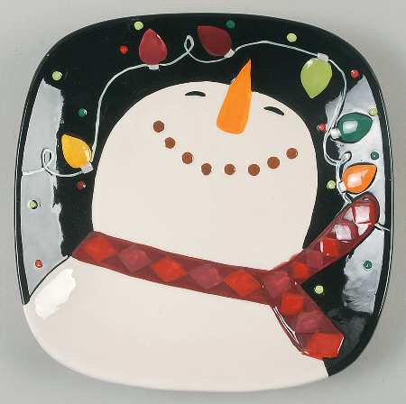 Santa in Lights Square Salad Plate