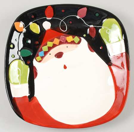 Santa in Lights Square Dinner Plate