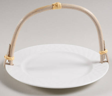 Diamond Quilt 5 3/8"-5 5/8" Bamboo Handled Serving Plate  HC