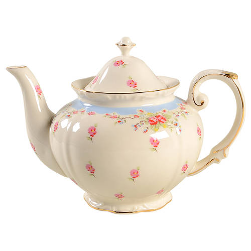 Blue Vintage Rose Teapot & Lid