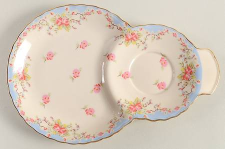 Blue Vintage Rose Plate for Dessert Plate & Cup Set