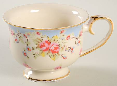 Blue Vintage Rose Cup for Dessert Plate & Cup Set