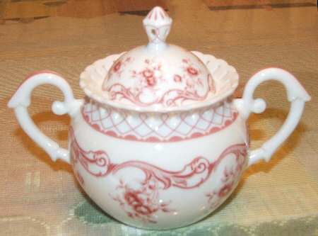 Pink Vine Sugar Bowl & Lid