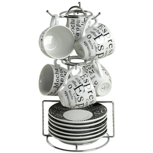 Espresso Expressions 13pc Espresso Set (6 Cup & Saucer W/Metal Rack)