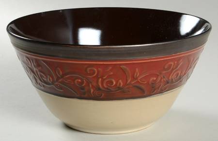 Villa Adriana Burgundy 9" Round Vegetable Bowl