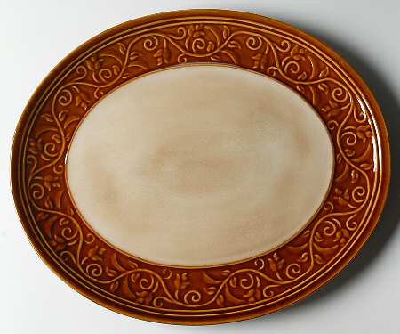 Villa Adriana Tan 13" Oval Serving Platter