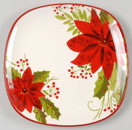 Poinsettia Holly Berry Salad Plate